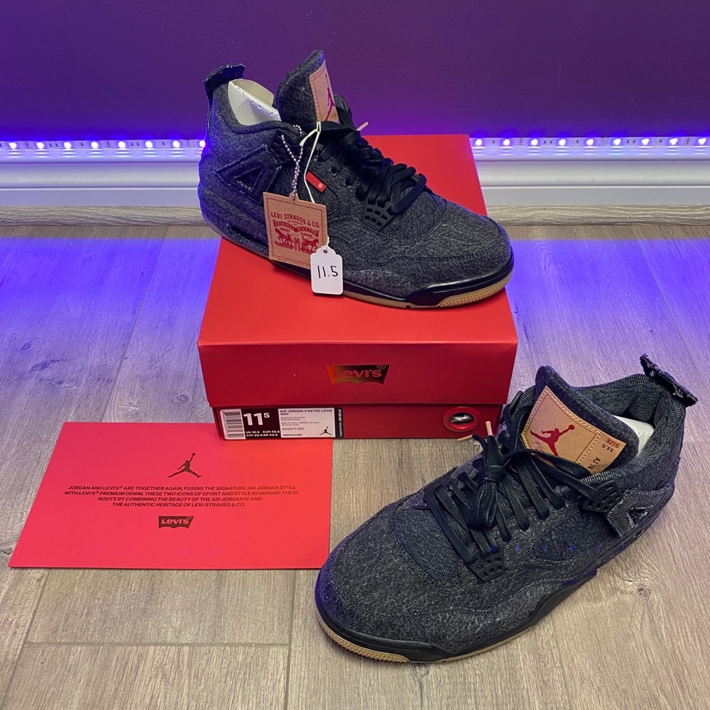 Jordan 4 Retro “Levi” Black - Picture 1 of 3